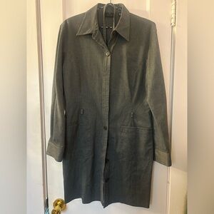 Vintage Limited America Gray 90s  Belted Button Up Dress with Pockets Size 6